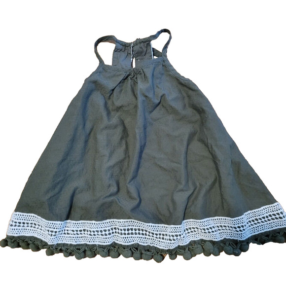 Tommy Bahama Dress 18 mth Baby Green Boho Crochet Pom Pom Hippy Earth - Picture 1 of 6